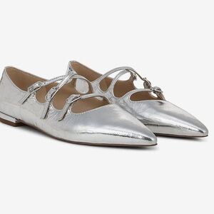 Sam Edelman Cass Pointed Toe Metallic Silver Flats Size 10 NEW $140